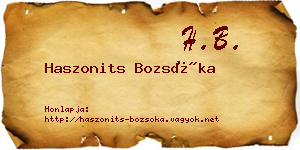 Haszonits Bozsóka névjegykártya